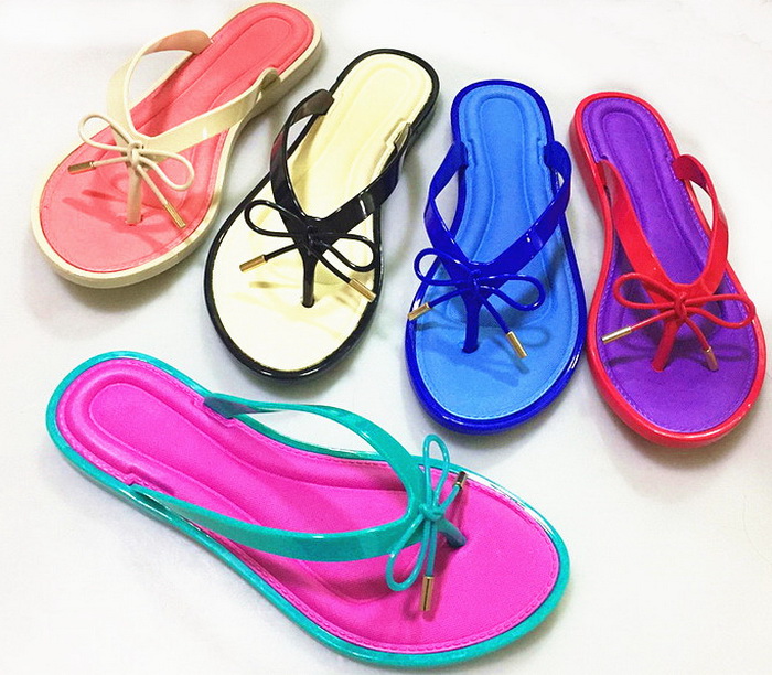PVC upper with bow soft comfortable insole new ladies PCU sl